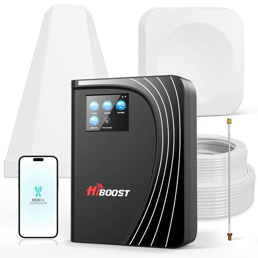 Cell Phone Booster for Home Office, Cover to 9,000 Sq Ft Signal Booster 4G LTE Compatible 5G with LCD Touch Screen 70dB Gain for All U.S. Carriers Verizon, AT&T, T-Mobile, App Support, FCC Approved