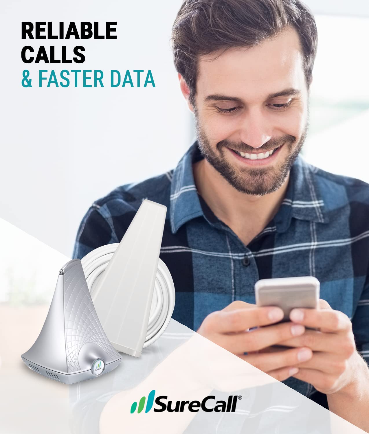 SureCall Flare 3.0 Cell Phone Signal Booster for Home & Office, Up to 3,500 sq ft, 5G/4G LTE, Yagi Antenna, FCC Approved