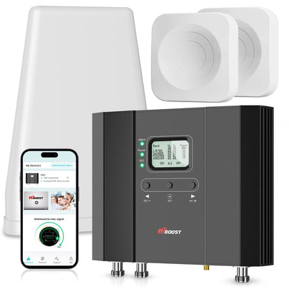 HiBoost Cell Phone Signal Booster for Multiroom, Up to 10,000 sq ft, Dual Indoor Antennas, Multi-Carrier Support, 2-Story Homes & Offices
