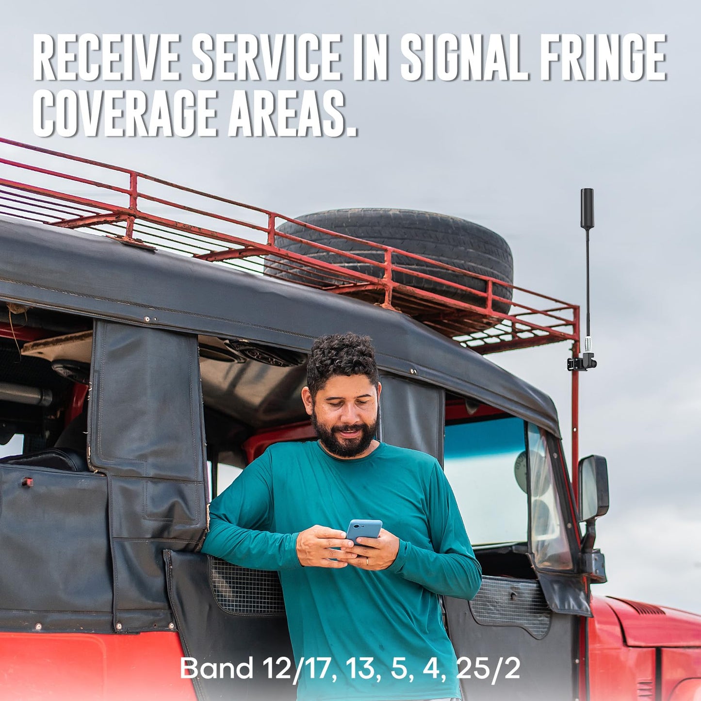 HiBoost Cell Phone Signal Booster for Overland & Off-Road Vehicles, 5G/4G LTE Multi-Carrier, Folding Antenna Mount, FCC Approved