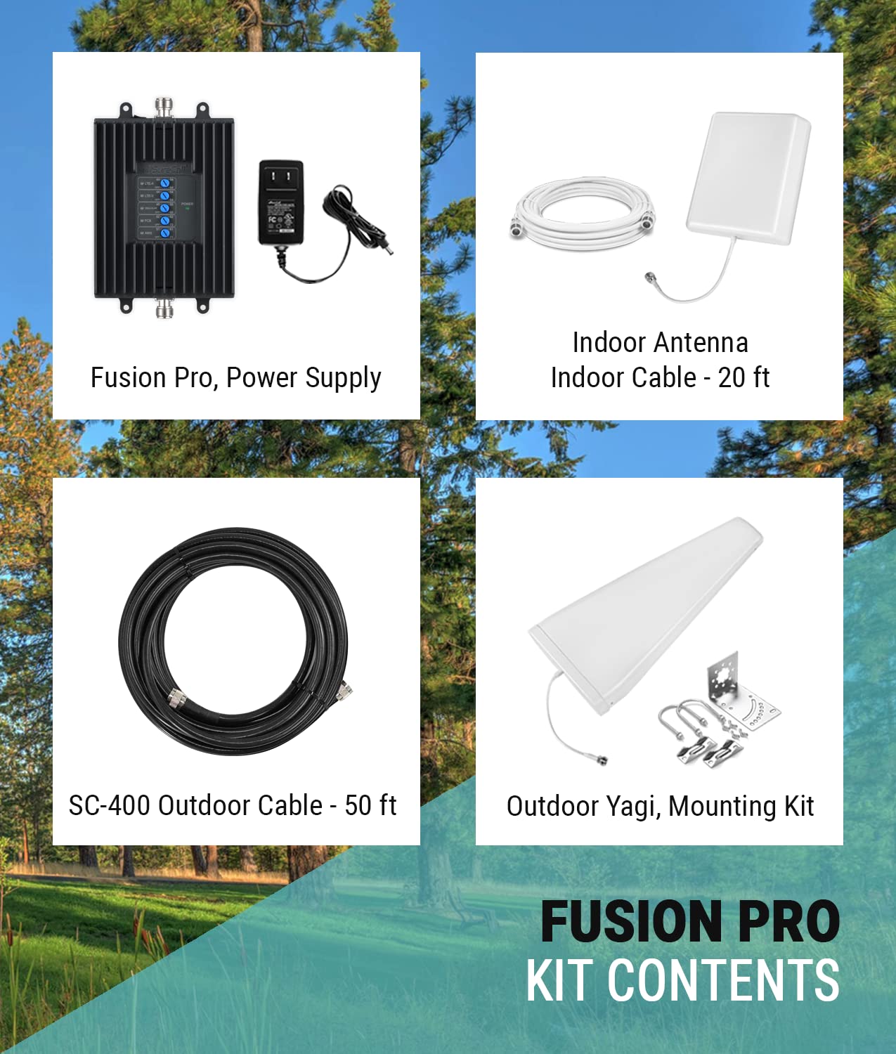 SureCall Fusion Professional Cell Phone Signal Booster, Up to 8000 sq ft, Multi-Carrier Support with Yagi & Panel Antennas