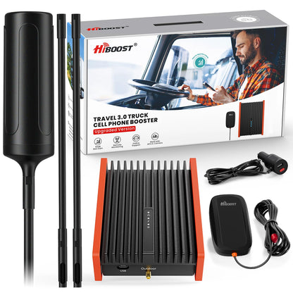 HiBoost Cell Phone Signal Booster for Trucks & SUVs, 5G/4G LTE Multi-Carrier, Weatherproof Antenna, FCC Approved