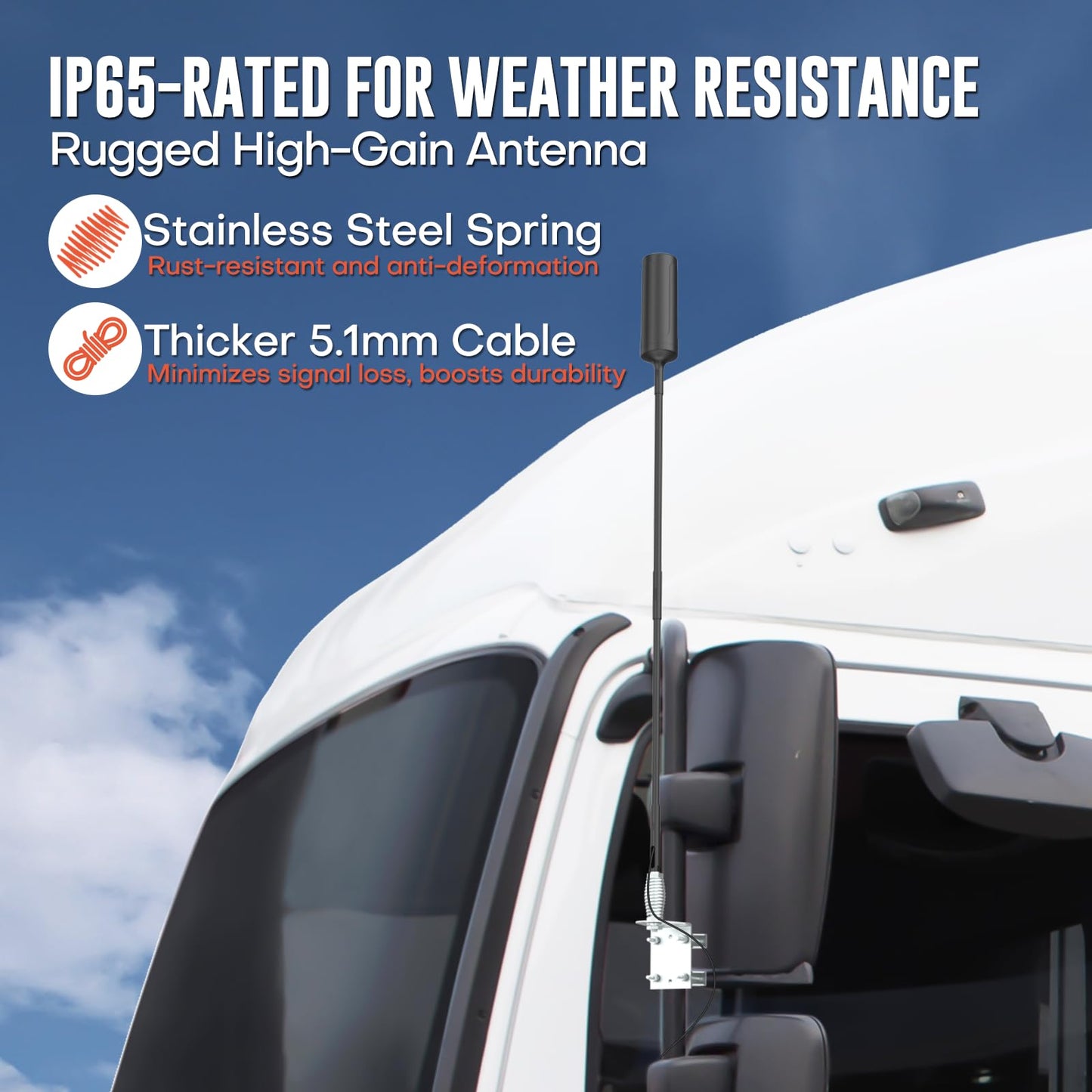 HiBoost Cell Phone Signal Booster for Trucks & SUVs, 5G/4G LTE Multi-Carrier, Weatherproof Antenna, FCC Approved
