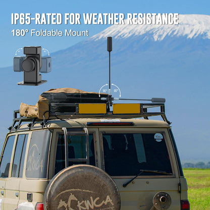 HiBoost Cell Phone Signal Booster for Overland & Off-Road Vehicles, 5G/4G LTE Multi-Carrier, Folding Antenna Mount, FCC Approved