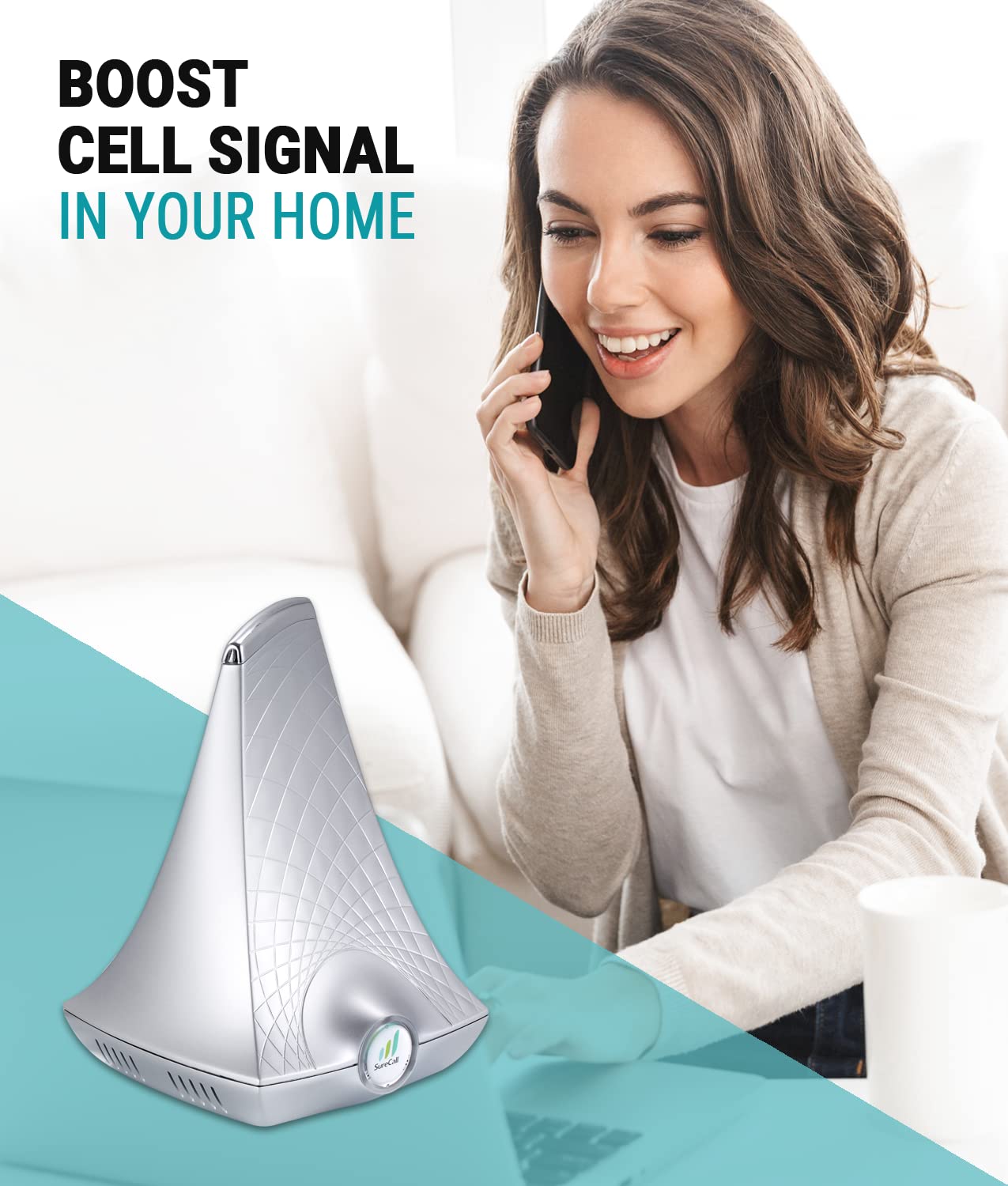 SureCall Flare 3.0 Cell Phone Signal Booster for Home & Office, Up to 3,500 sq ft, 5G/4G LTE, Yagi Antenna, FCC Approved