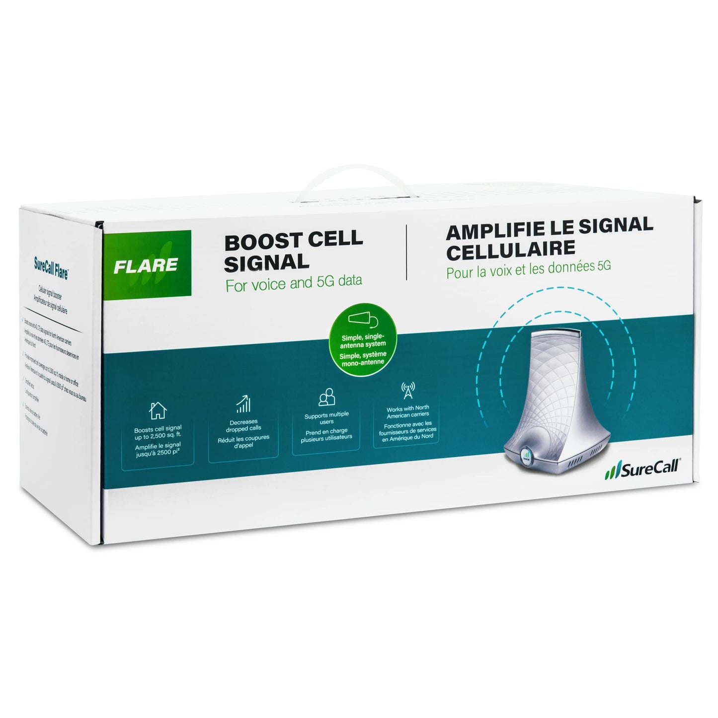 SureCall Flare 3.0 Cell Phone Signal Booster for Home & Office, Up to 3,500 sq ft, 5G/4G LTE, Yagi Antenna, FCC Approved