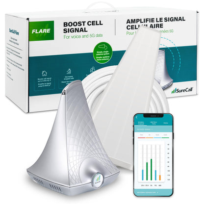 SureCall Flare 3.0 Cell Phone Signal Booster for Home & Office, Up to 3,500 sq ft, 5G/4G LTE, Yagi Antenna, FCC Approved