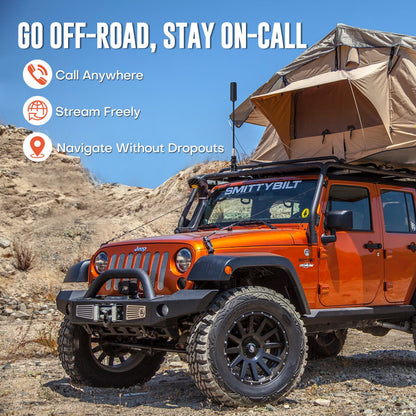 HiBoost Cell Phone Signal Booster for Overland & Off-Road Vehicles, 5G/4G LTE Multi-Carrier, Folding Antenna Mount, FCC Approved